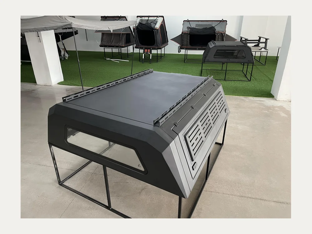 Aluminum pickup truck canopy and overland storage system