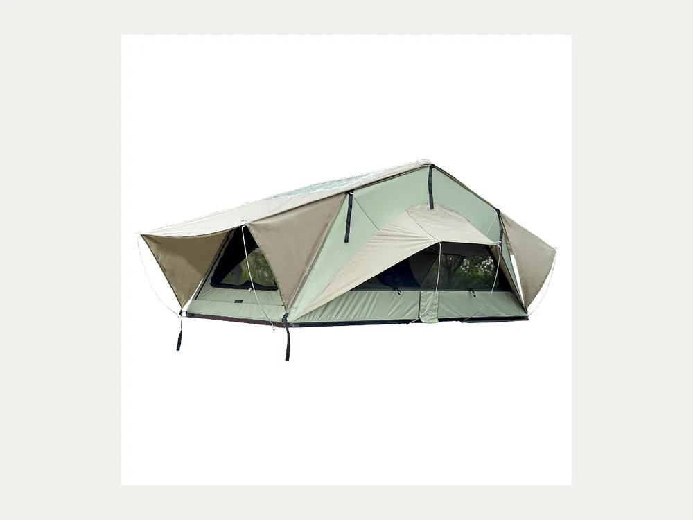 Soft shell rooftop tent for vehicle camping